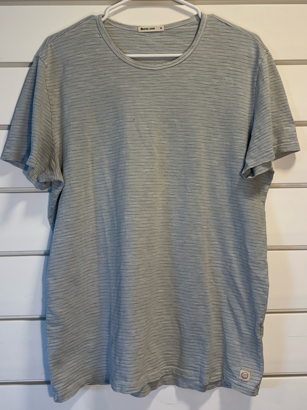 Marine Layer Pale Blue Subtle Stripe Short-Sleeve Tee